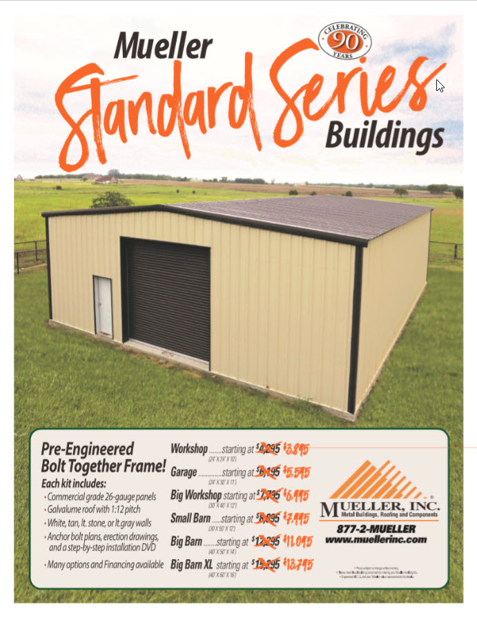 Standard Series Big Workshop 30 X 40 X 12 Mueller Inc